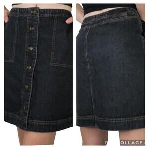 LAUREN JEANS CO. Ralph Lauren Button Front Black Wash Denim Mini Skirt‎ Sz 10P
